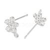 Brass Pave Clear Cubic Zirconia Stud Earring Findings KK-F875-08P-2