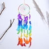 Rainbow Color Woven Web/Net with Feather Pendant Decorations PW-WG38297-01-2