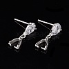 Anti-Tarnish Rhodium Plated 925 Sterling Silver Dangle Stud Earing Settings X-STER-K038-008P-4