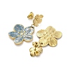 304 Stainless Steel Flower Dangle Stud Earrings EJEW-K296-06G-3