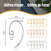 SUPERFINDINGS 90Pcs 3 Colors Brass Earring Hooks KK-FH0006-81-2