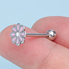 Stainless Steel Enamel Flower Straight Barbell 15 Gauge Piercing Tongue Rings for Women Men WGFC115-02-1