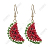 Glass Seed Beads Watermelon Dangle Earrings EJEW-FS00059-1