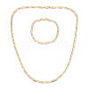 Brass Figaro Chain Necklaces and Bracelets Sets SJEW-N0039-01G-1