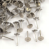 316 Surgical Stainless Steel Flat Round Blank Peg Stud Earring Settings X-STAS-R073-06G-1