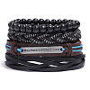 4Pcs Weave Imitation Leather Multi-strand Bracelets for Men WGB022D-03-1