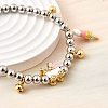 Brass Enamel Round Beads Charm Bracelets for Women BJEW-D317-11A-PG-2