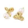 304 Stainless Steel Freshwater Pearl Stud Earrings for Women EJEW-Z049-03G-2