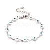 Enamel Rhombus with Evil Eye Link Chains Bracelet BJEW-P271-03P-2