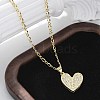 Brass Micro Pave Clear Cubic Zirconia Heart Pendant Necklaces for Women NJEW-M088-01G-01-1