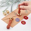 CRASPIRE Pear Wood Handle and Wax Seal Brass Stamp Head Sets AJEW-CP0002-50-3