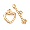 Heart Brass Toggle Clasps KK-S403-21G-2