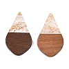 Transparent Resin and Walnut Wood Pendants RESI-T057-06N-2