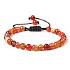 Natural Red Agate Round Bead Adjustable Braided Bracelets UO3136-1-1