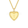 Golden Tone Brass Cable Chain Letter Heart Pendant Necklaces for Women PW-WG67FD6-09-1