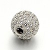 CZ Brass Micro Pave Cubic Zirconia Round Beads ZIRC-L017-01P-2