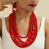 Wood Beaded Multilayer Necklaces & Dangle Earrings Sets WG1A9CE-04-1