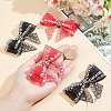 4Pcs 2 Colors Bowknot Polyester Rhinestone Shoe Decorations AJEW-HY0001-80A-3