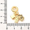 Brass Clear Cubic Zirconia Paw Print & Girl & Letter European Dangle Charms KK-U048-26G-3