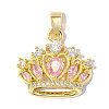 Brass Pave Pink Cubic Zirconia Pendants CU-OY001-02G-1