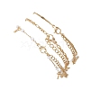 Round ABS Imitation Pearl Beaded Chains & 304 Stainless Steel Cable Chains Stackable Bracelets for Women BJEW-JB12452-01-5