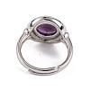 Natural Amethyst Round Adjustable Rings RJEW-K271-04P-08-4