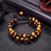 Natural Tiger Eye Braided Bead Bracelet BJEW-SW00001-11-3