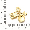 Brass Enamel Airplane & Earth & Passport European Dangle Charms KK-M309-18G-02-3