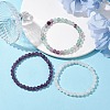 3Pcs 3 Style Natural Mixed Stone Round Beaded Stretch Bracelets BJEW-JB10178-05-2