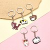 5Pcs 5 Style Cute Cartoon PVC Plastic Cat Pendant Keychain KEYC-YW0001-17-1