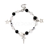 Synthetic Black Stone Round Beaded Bracelets BJEW-JB11206-1