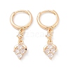 Brass Micro Pave Clear Cubic Zirconia Leverback Earrings EJEW-K300-14G-4