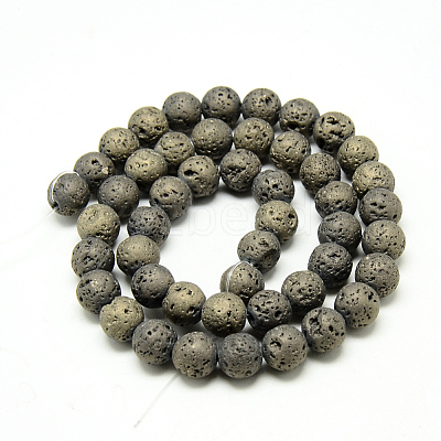 Electroplate Natural Lava Rock Beads Strands G-T058-03H-4MM-1