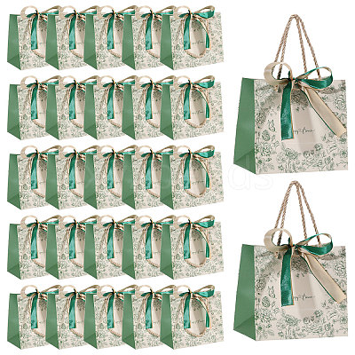 Floral Printed Paper Gift Tote Bags ABAG-WH0044-82B-1