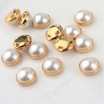 ABS Plastic Imitation Pearl Shank Buttons BUTT-S003-6mm-01-1