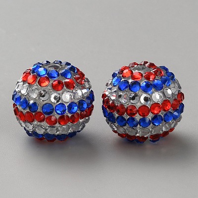 Independence Day Theme Resin Rhinestone Beads RB-WH0003-08E-1