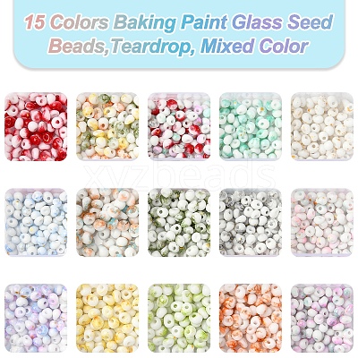 127.5G 15 Colors Baking Paint Glass Seed Beads SEED-FS0001-40-1