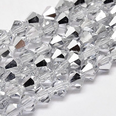 Imitate Austrian Crystal Electroplate Bicone Glass Faceted Bead Strands GLAA-F029-3x3mm-B01-1