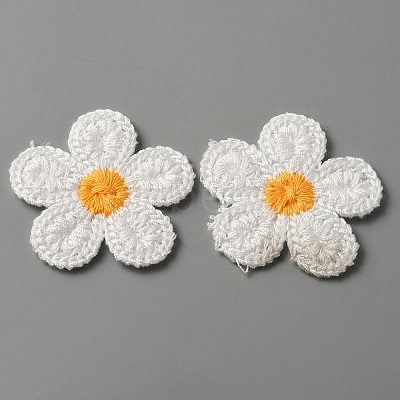 5-Petal Flower Shape Two Tone Crochet Appliques DIY-WH0399-61F-1