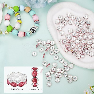 120Pcs Brass Rhinestone Spacer Beads FIND-SZ0003-70B-1