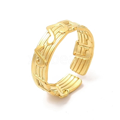 Ion Plating(IP) 304 Stainless Steel Cuff Wide Band Finger Rings RJEW-L107-015G-1