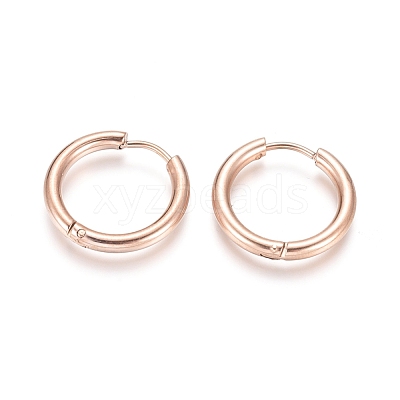 Ion Plating(IP) 304 Stainless Steel Huggie Hoop Earrings EJEW-F111B-19mm-RG-1