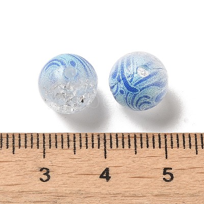 Duotone Spray Painted Crackle Acrylic Beads OACR-G029-02E-1