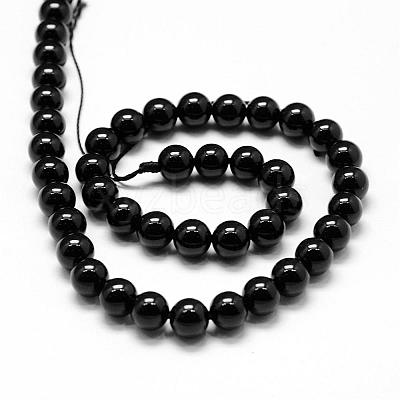Natural Black Tourmaline Beads Strands G-P132-17-8mm-1