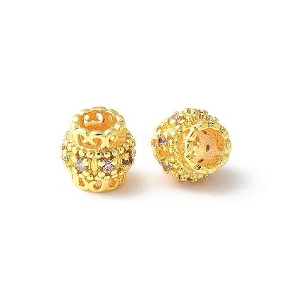 Brass Micro Pave Cubic Zirconia European Beads KK-U067-08G-05-1