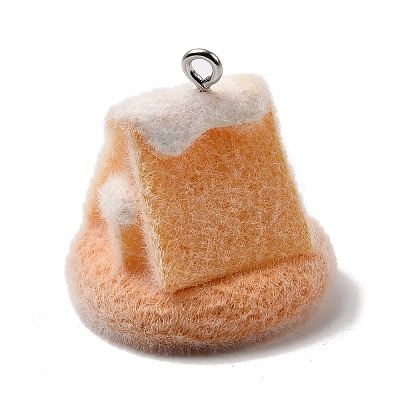 Christmas Flocky Opaque Resin Pendants RESI-F062-04F-1