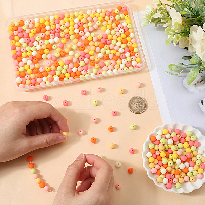 500Pcs Rubberized Style Imitated Silicone Acrylic Beads OACR-SP0001-33C-1