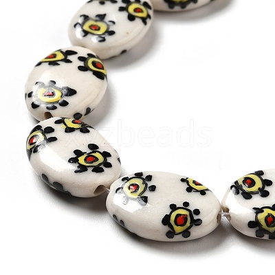 Handmade Printed Porcelain Beads PORC-F005-01D-1