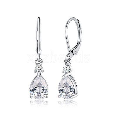 Brass Cubic Zirconia Dangle Earrings FS-WG32116-04-1