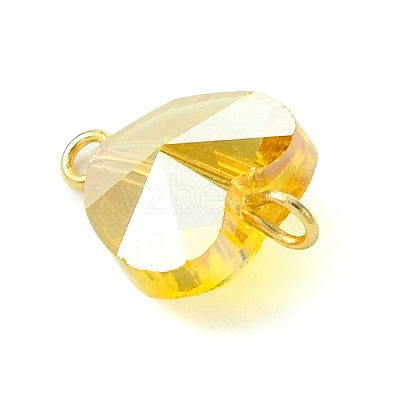 6pcs 6 Colors Glass Heart Connector Charms PALLOY-JF03072-1